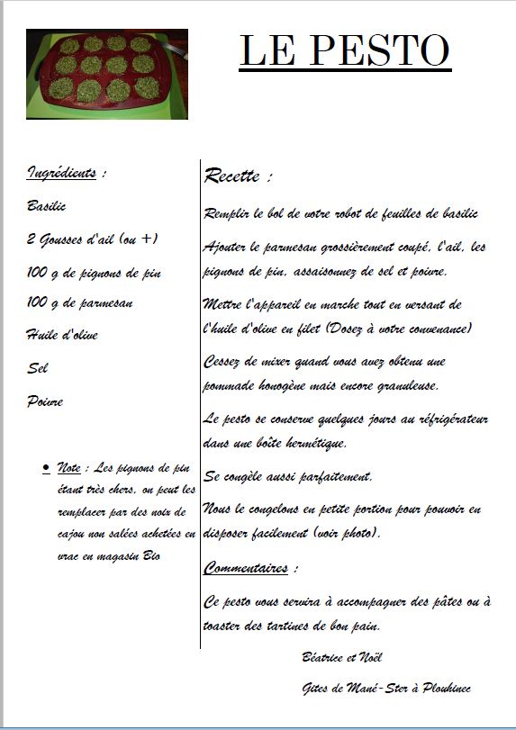 Recette du Pesto